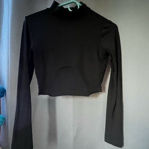 Black long sleeve crop top with turtle neck